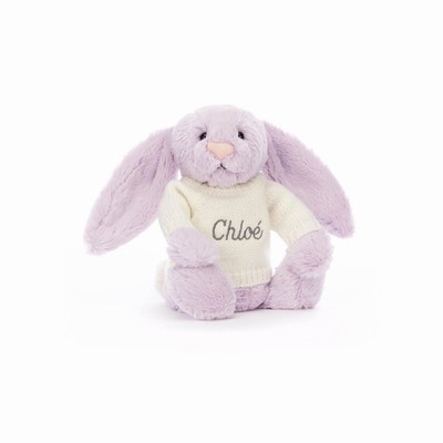 Jellycat Bashful Lilac Bunny with Cream Jumper UK | 94175UDIB